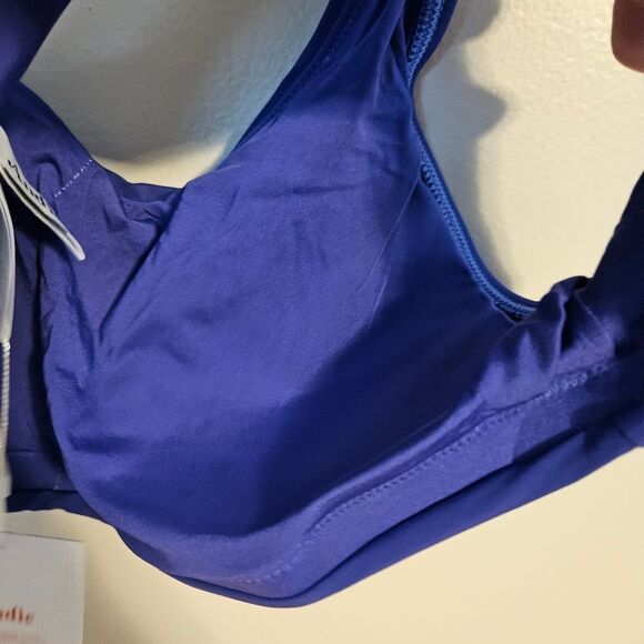 Andie Bathing Suit The Caledonia Top Bikini Lapis Criss Cross Back Neutral Solid - Picture 7 of 12